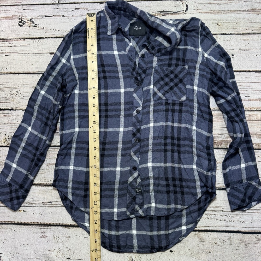Rails Button Up Flannel Shirt Women's Small Blue Black White Plaid Long Sleeve - Picture 3 of 6
